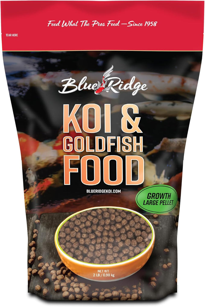 Blue Ridge Koi Fish Food 5lb - Large 3/16 inch Growth Formula for Koi, Goldfish, and Pond Fish