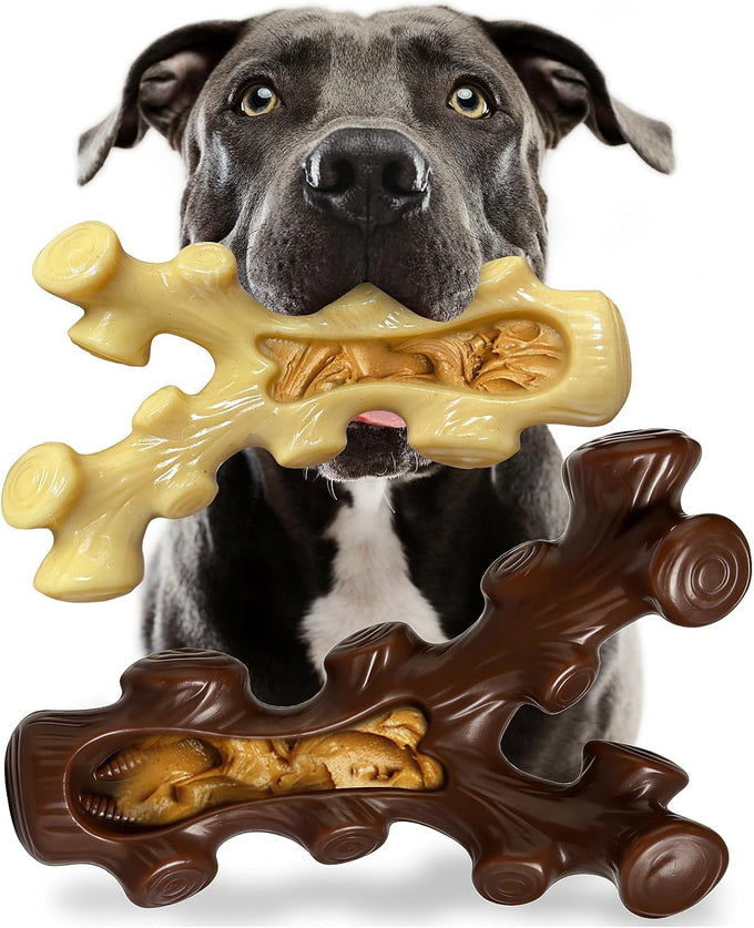 SIHRMIU 2 Pack nylon dog chew toys for aggressive chewers, medium/large breed, tough almost indestructible