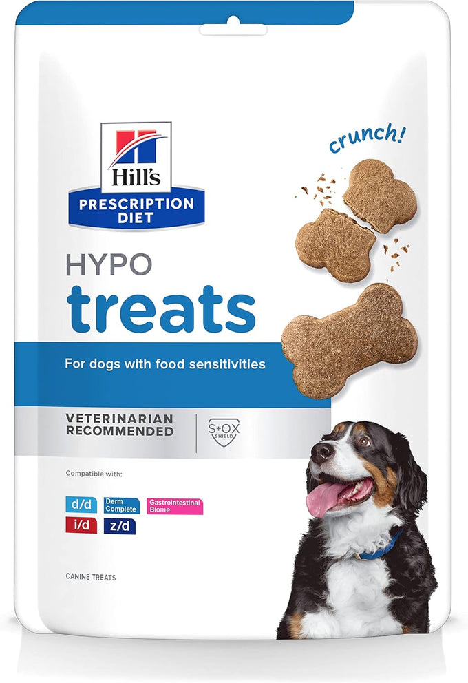 Hill's hypallergenic dog treats, 12 oz, veterinary diet, hydrolyzed protein, omega-3 fatty acids