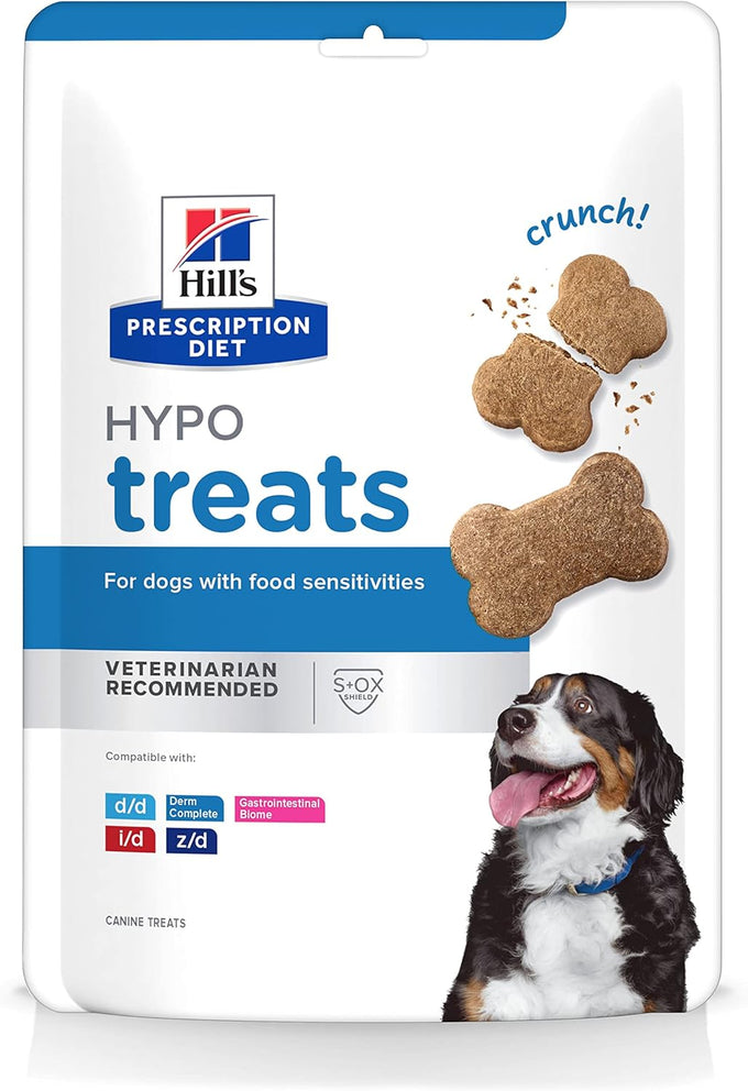 Hill's hypallergenic dog treats, 12 oz, veterinary diet, hydrolyzed protein, omega-3 fatty acids