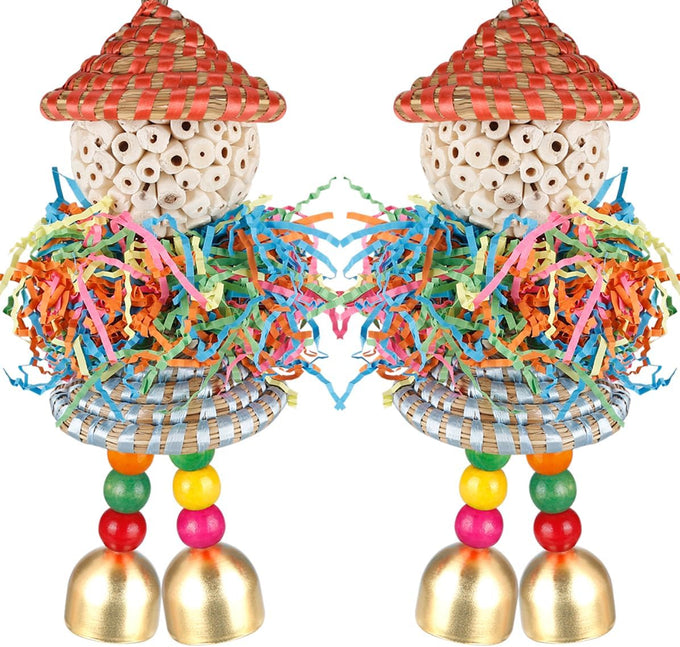 BBjinronjy Bird Toys, 2PCS Hanging Natural Soft Sola Ball Beak Chew Shred Forage Toys for Parrots, Cockatiel, Conure, Love Birds, Parakeets, Budgie, Small Birds