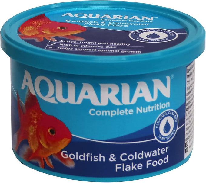 Aquarian Goldfish Flakes for Small Pond Fish, 50g Container, Complete Balanced Diet