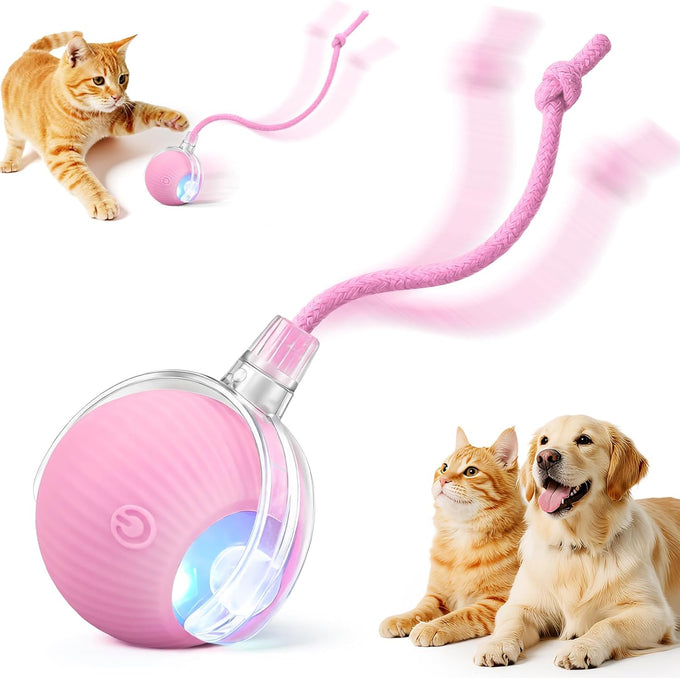 Red Red Interactive Electric Pet Ball Toy for Cats and Dogs with Motion Activation and USB Charging - 5-Inch Diameter