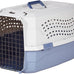 Amazon Basics sturdy gray and blue pet travel carrier for dogs and cats, 22.8"L x 15"W x 13"H
