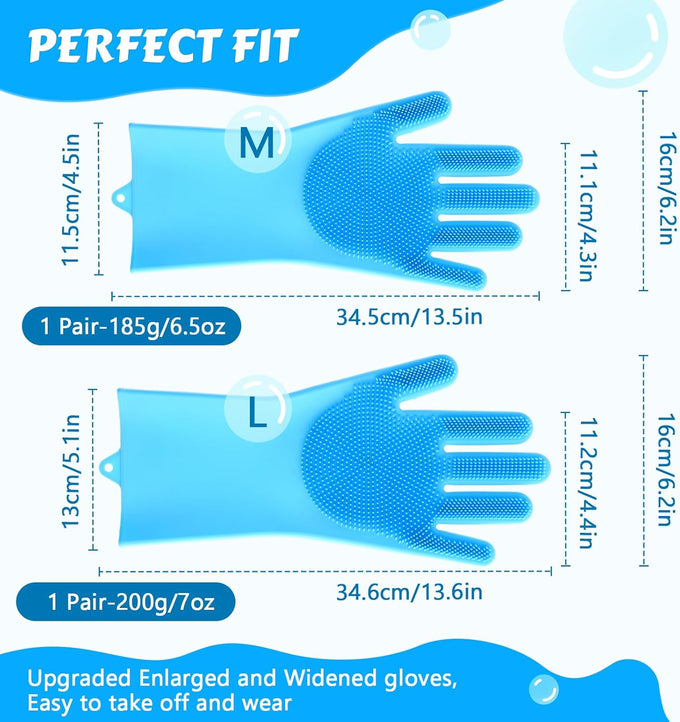 Pecute Heat Resistant Silicone Pet Grooming Gloves with High-Density Teeth, Blue
