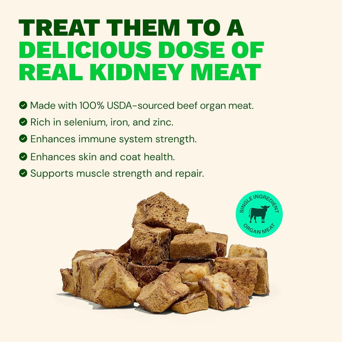 Get Joy Freeze Dried 100% USDA Beef Kidney Dog Treats, 4oz, Single Ingredient Organ Meat, Grain Free, Gluten Free