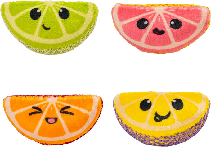 Catstages 4-pack Dental Fruit Wedges soft and textured catnip chew toys for adult cats and kittens