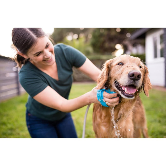 Aquapaw dog bath brush pro & shower attachment - large silicone rubber - 8ft hose attachment & shower wand for pet bathing