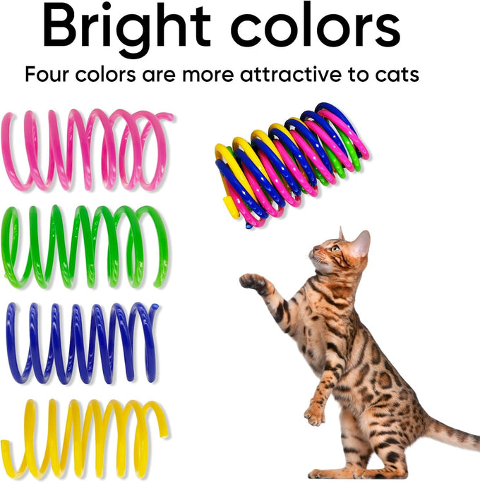 Cat Spring Toys for Indoor Cats, 30 Pack Interactive Durable Plastic Toys for Kitten Hunt and Exercise