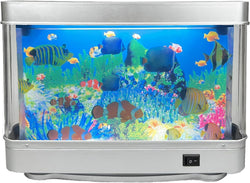 Tokenkuko fake motion fish tank mini aquarium night light with moving fish, tropical decor lamp for kids, US plug