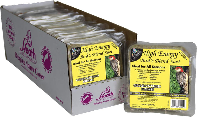 Heath Outdoor Products DD4SS high energy suet cakes, 12-pack case, no melt, easy-open packaging