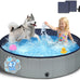 Foldable Gray Kiddie Pool with Hard Plastic Non-Slip Thickened Bottom for Small Medium Large Dogs and Kids