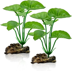 2-pack artificial silk aquarium plants for betta fish tank decorations, goldfish, reptile terrarium accessories, gold