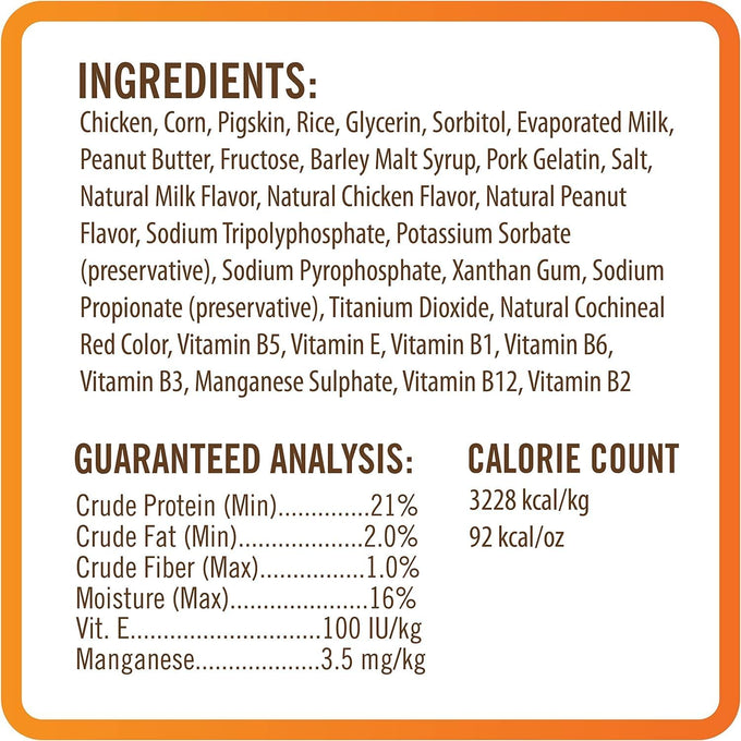 Nutri Chomps Dog Chews, Rawhide-Free, Real Chicken, Peanut Butter & Milk Flavors, 15 Count