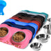 hubulk pet dog food and water bowls set with non-slip silicone mat and pet food scoop, pink, small