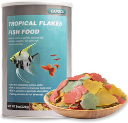 8 oz Tropical Fish Flakes - High Protein, Krill & Spirulina for Betta, Guppies, Color Enhancing Formula