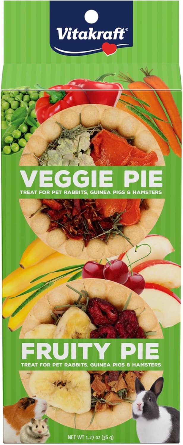 Vitakraft veggie and fruity pie treats for small pets, 2 pies, brown, 1.27 ounces, pack of 1