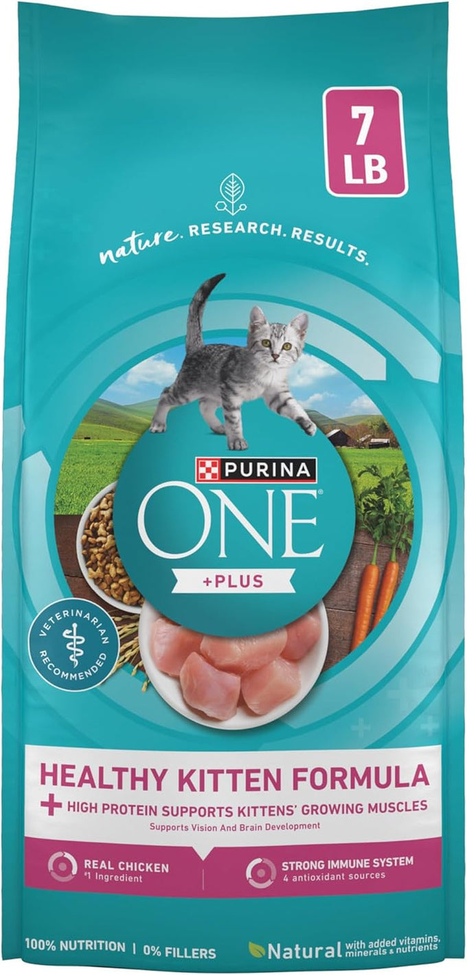 Purina ONE High Protein Natural Dry Kitten Food 7 lb Bag Plus Healthy Kitten Formula