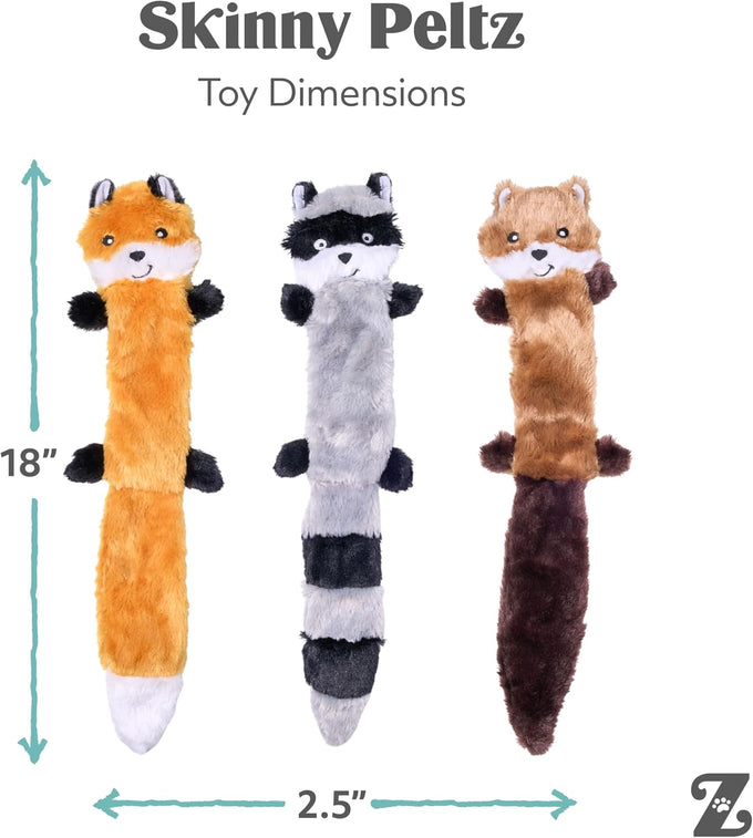 zippypaws-skinnypeltz-stuffing-free-large-medium-dog-toys-squeaky-plush-fox-raccoon-squirrel