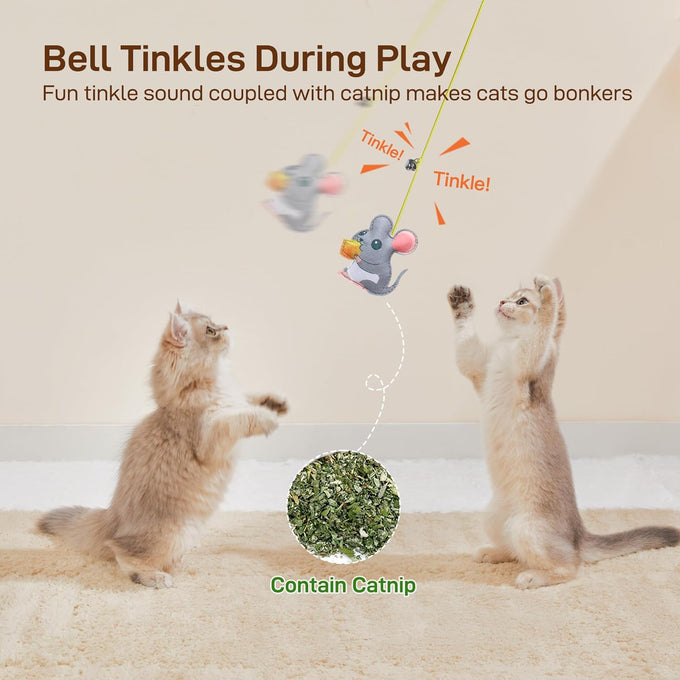 Potaroma Interactive Cat Feather Toy Set, 5 Pcs, Retractable Hanging Kitten Play Chase Exercise Toys