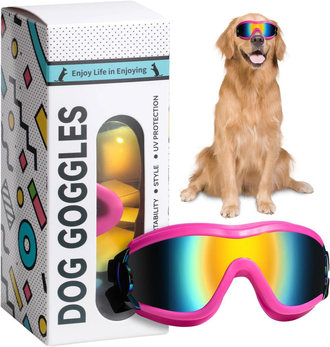 Laser Dog Sunglasses with UV Wind Dust Fog Protection for Medium or Large Pets