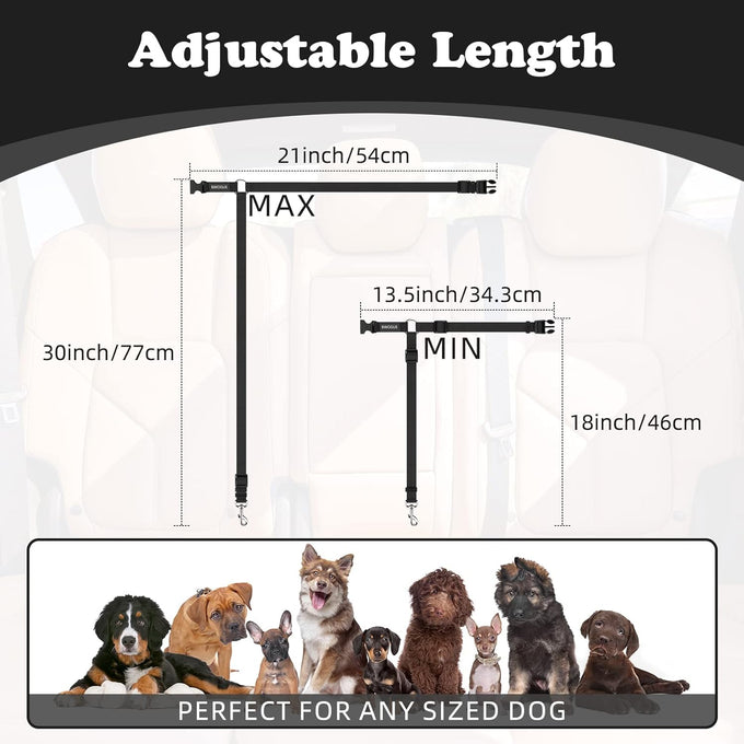 Bwogue 2-packs adjustable nylon dog cat car headrest restraint safety seat belt strap harness