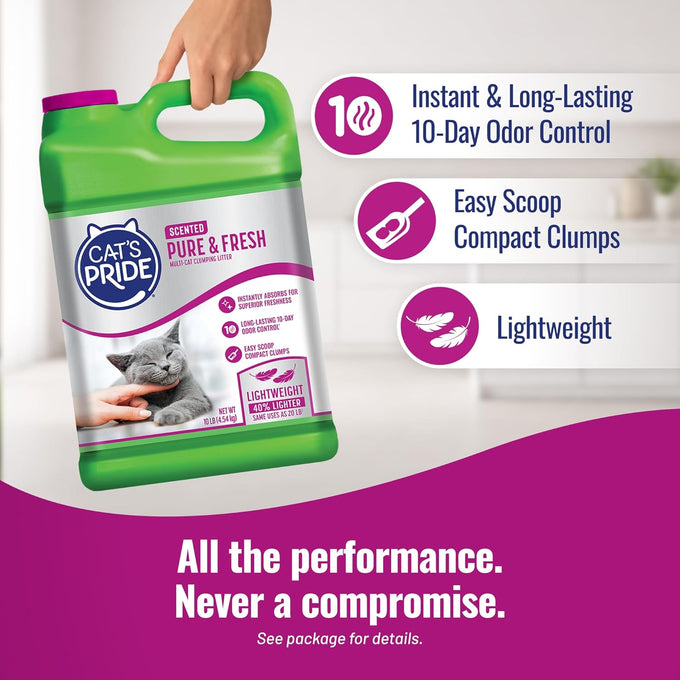 Cat's Pride Premium Lightweight Clumping Litter: Pure & Fresh, Multi-Cat, Scented, 10 Pounds