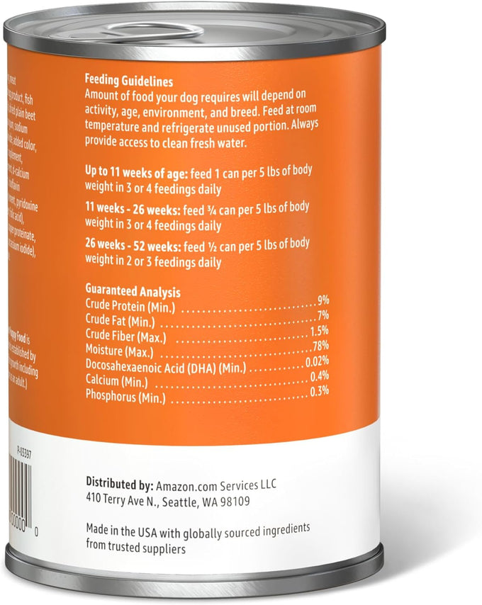 Amazon Basics Puppy Canned Dog Food, Chicken & Beef, 13.2oz, 12-Pack