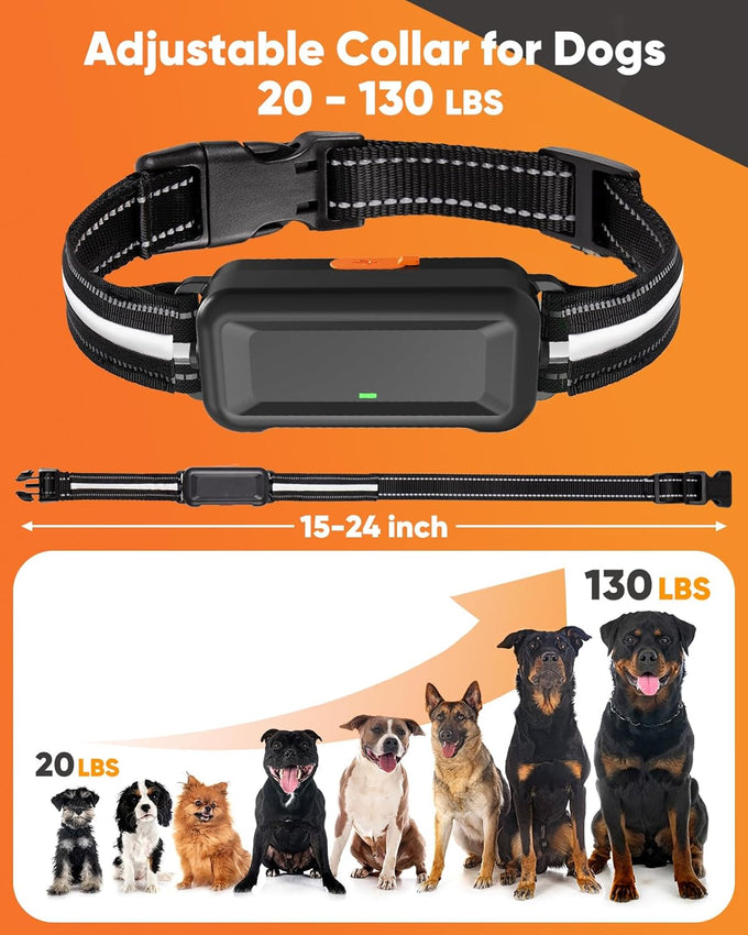 Dog Shock Collar with Remote - 3300ft Range, LED Lights, Waterproof, Adjustable Strap, Rechargeable, for Small to Large Dogs (14-25in, Black)