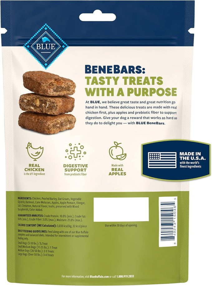 Blue Buffalo BeneBars Digestive Support Dog Treats USA Chicken and Apple, 9-oz Bag