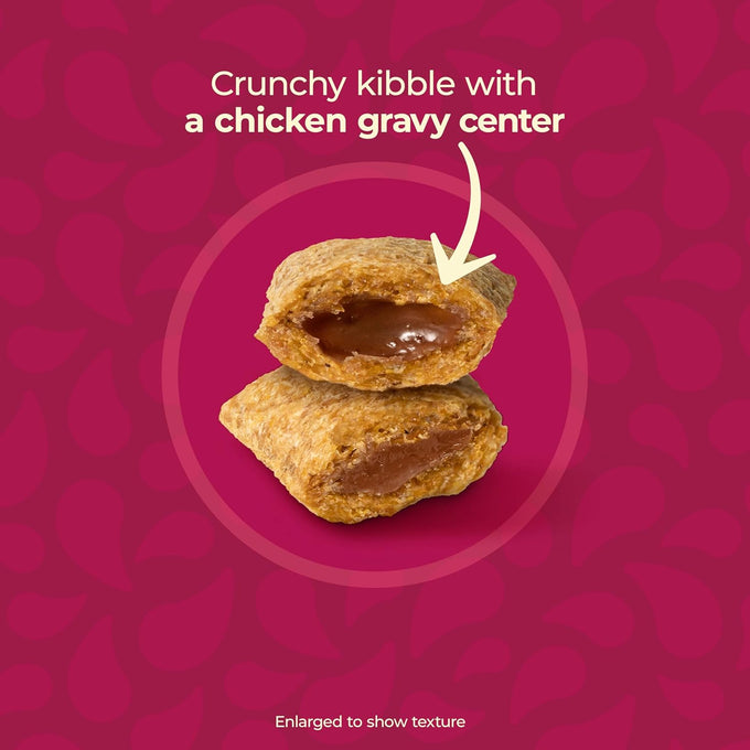Meow Mix savory chicken flavor gravy bursts dry cat food, 3 lb bag, crunchy kibble with real gravy