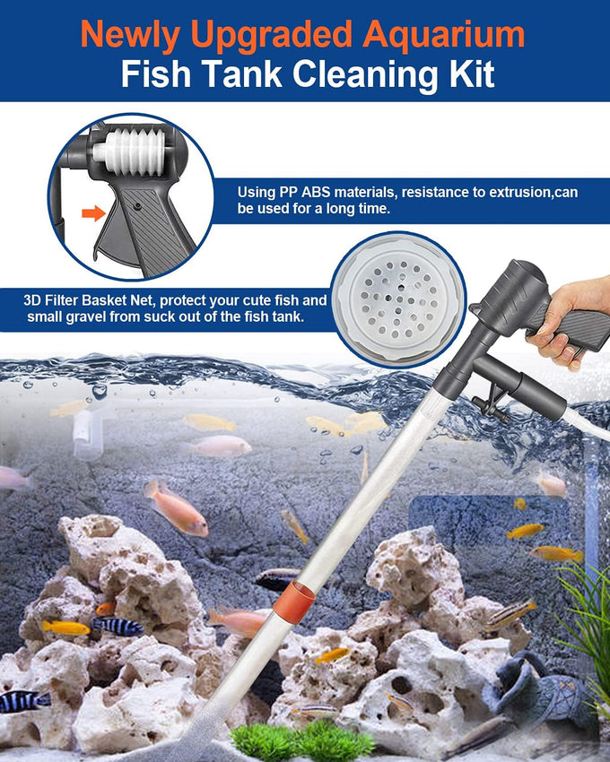 qzq aquarium gravel vacuum cleaner tools fish tank cleaning kit for aquarium thermometers fish net kit