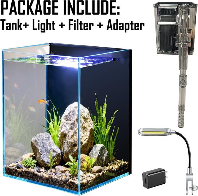 1.5 gallon nano glass aquarium starter kit for aquascape and small betta fish tanks