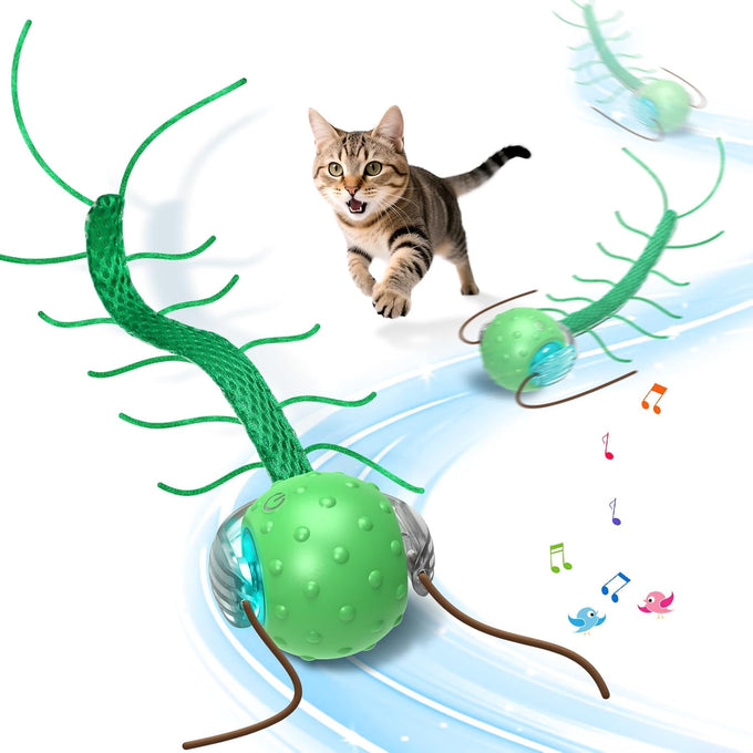 Giociv Interactive Cat Toys for Bored Cats with Chirping Centipede Motion Wake-up Motor Cat Ball