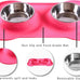 hubulk pet dog food and water bowls set with non-slip silicone mat and pet food scoop, pink, small
