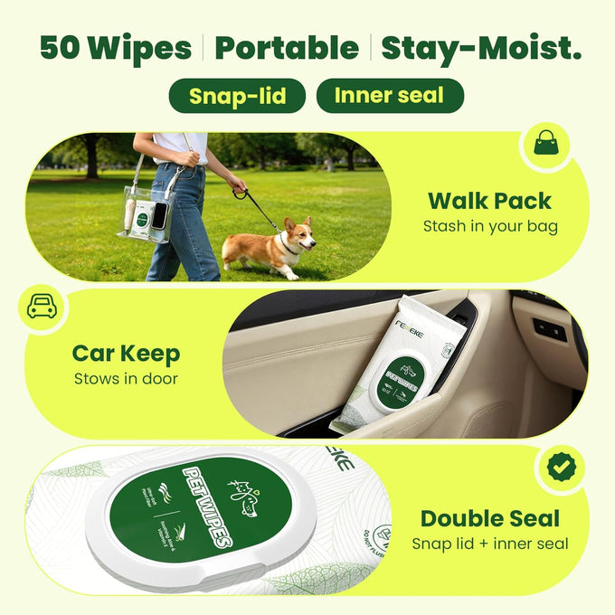 unscented-dog-and-cat-wipes-hypoallergenic-pH-balanced-all-natural-plant-fiber-4x50-packs