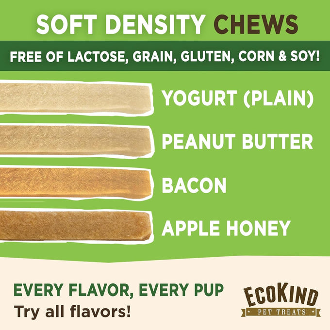 EcoKind Peanut Butter Yogurt Dog Chews - Probiotics, Lactose Free, Grain Free, Natural Dog Treats for All Breeds, USA Made, 25 Chews