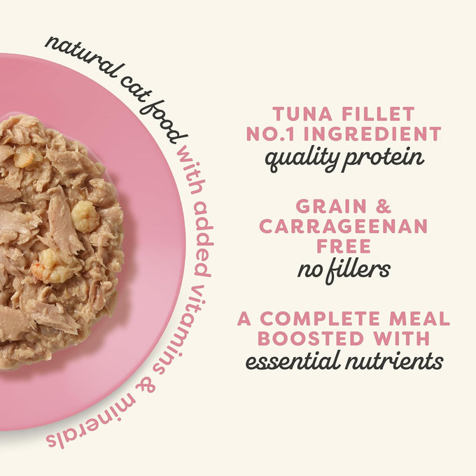 Applaws Vitality Wet Cat Food in Tuna Fillet & Shrimp Broth, Grain and Carrageenan Free, 24 Count, 2.47 oz Cans