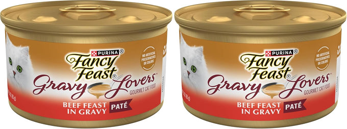 Purina Fancy Feast Gravy Lovers Beef Feast Pate 3 oz Cans - Pack of 24 Wet Cat Food