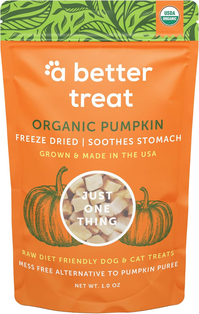 A Better Treat Freeze Dried Organic Pumpkin Dog and Cat Treats, Single Ingredient, Natural, Healthy