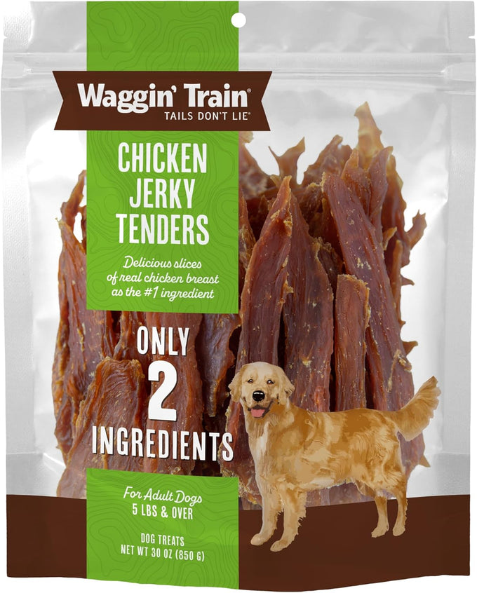 Waggin' Train Chicken Jerky Dog Treats, Made with 100% Real Chicken Breasts, 2 All-Natural Ingredients, High Protein, Easily Digestible for Big or Small Dogs