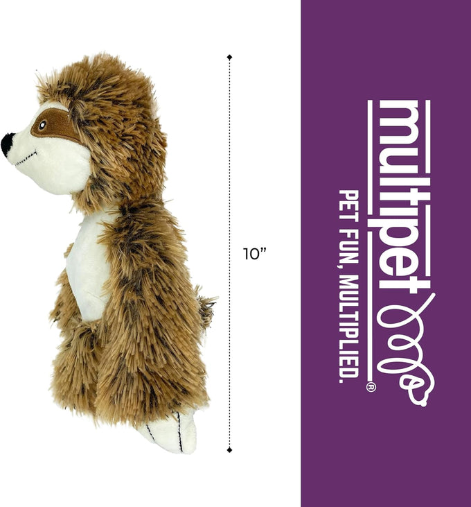 Multipet Sloth Dog Plush Toy, 10 inches, Squeaky, Extra Soft, Cuddling & Play