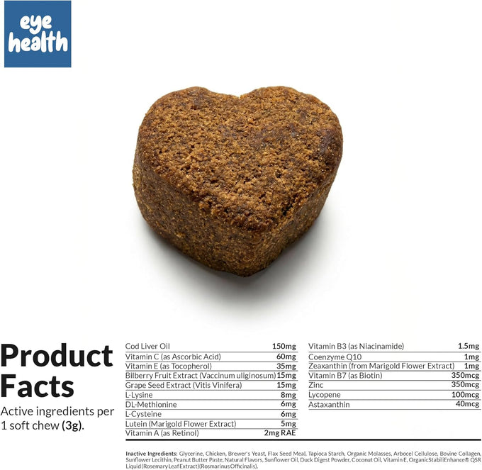 Eye Support for Dogs, 90 Soft Chews, with Cod Liver Oil and Omega 3 Fatty Acids