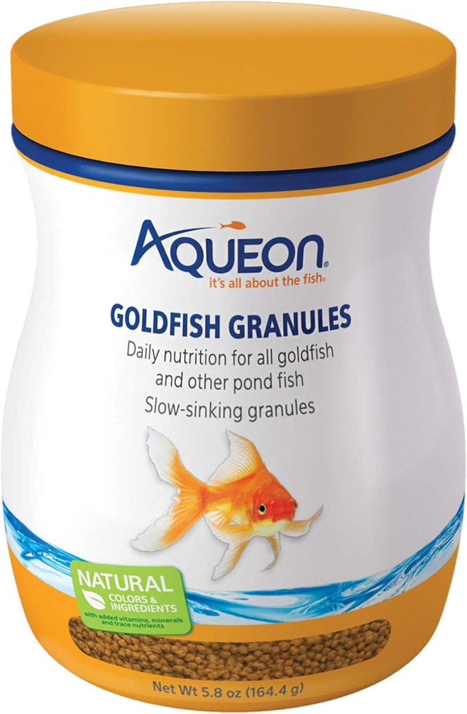 Aqueon Goldfish Fish Food Slow Sinking Granules, 5.8 Ounce, for Common Goldfish and Small Koi
