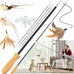 rosaui cat teaser wand toys, 42.15'' long, sustainable wooden handles, 2pcs wires and 5pcs natural refills, for indoor kittens