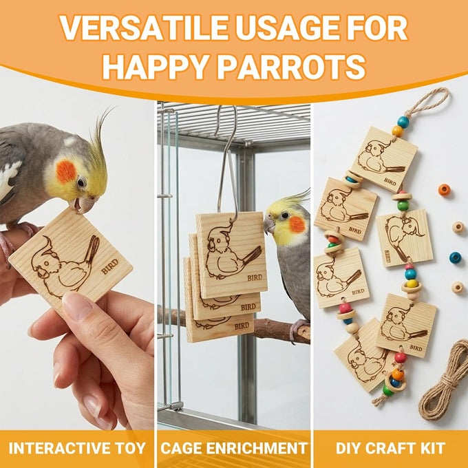 16 Pack Natural Balsa Wood Bird Chew Toys for Medium Birds, Softest Wood, Safe Chewing Toys