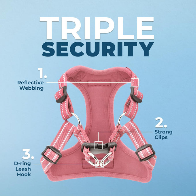 Voyager adjustable step-in flex breathable mesh dog harness for small medium large dogs pink medium size