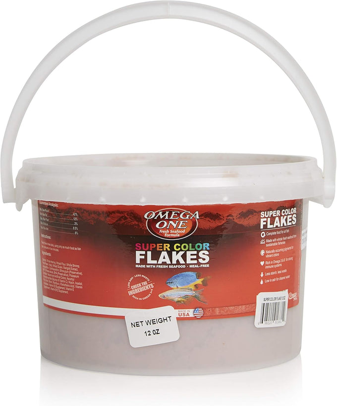 Omega One Super Color Flakes 12 oz - Color-Boosting, Omega-Rich Flakes for Freshwater and Saltwater Fish