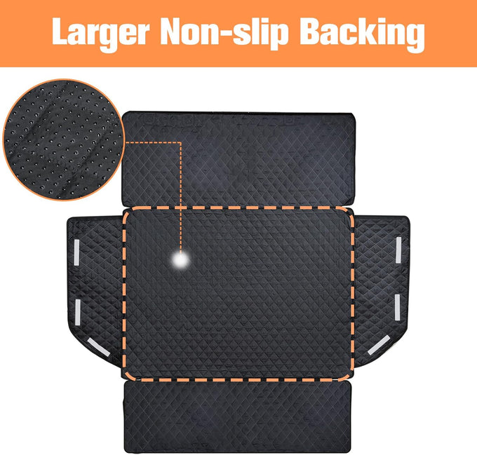 PETICON SUV cargo liner for dogs, waterproof pet cargo cover with bumper flap protector, non-slip, large universal fit, black