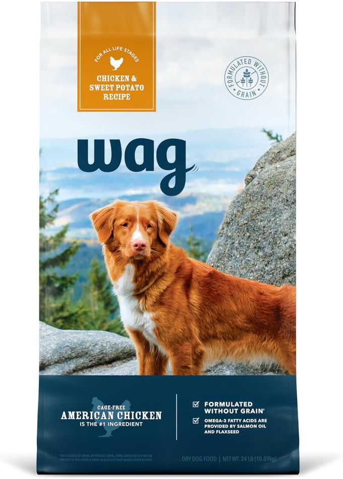 Wag Dry Dog Food, Salmon & Sweet Potato, Grain-Free 24 lb